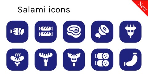 Modern Simple Set of salami Vector filled Icons