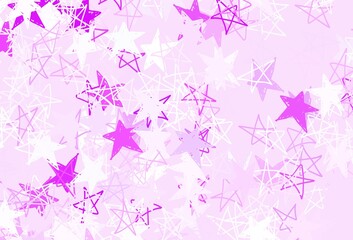 Fototapeta na wymiar Light Purple, Pink vector texture with beautiful stars.