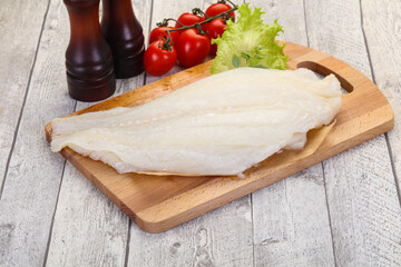 Raw halibut fillet