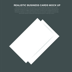 Blank white two horizontal business cards mock up, isolated, 3d rendering. Empty namecard on each other mockup, top view. Calling papersheet template for company name, phone number, email address.