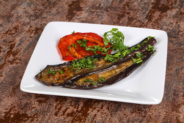 Grilled eggplant with bell pepper