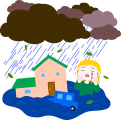 Obraz na płótnie Canvas Western style Town affected by heavy rain and flood