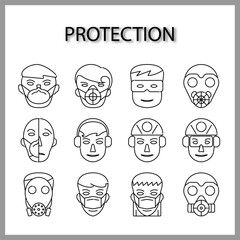 protective mask icon set isolated on white background for web design