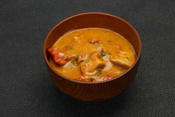 Traditional thai curry chicken soup