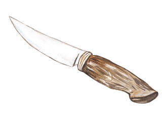 Obraz premium Watercolor illustration of a knife on a white background