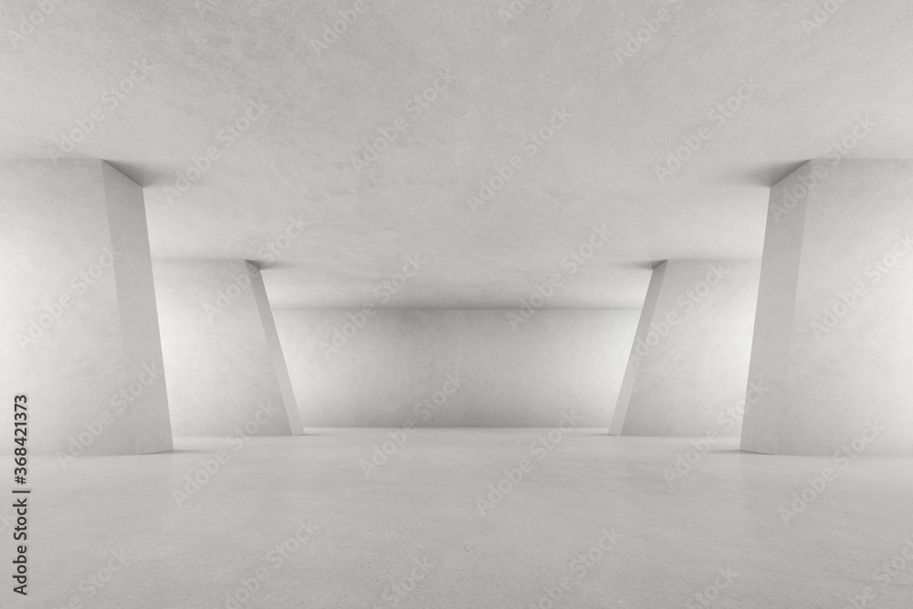 Poster abstract architecture space, interior with concrete wall. 3d render.