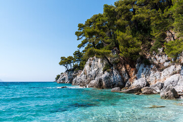 Naklejka na ściany i meble Kastani beach in Skopelos island is the filming location of Mamma Mia movie