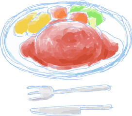 Hamburger steak illustration