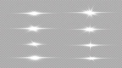  Shine starlight isolated on transparent background. Glowing light effect.Set of flashes, Lights and Sparkles on a transparent background. Bright gold flashes and glares.