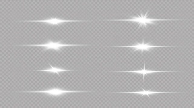  Shine starlight isolated on transparent background. Glowing light effect.Set of flashes, Lights and Sparkles on a transparent background. Bright gold flashes and glares.
