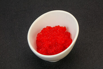 Red salmon caviar in the bowl