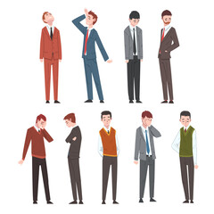 Sad Business People Set, Depressed Unhappy Office Workers Characters in Business Clothes, Tired or Exhausted Managers Vector Illustration