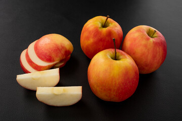 Apple on Leather background.
