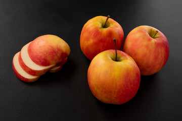 Apple on Leather background.