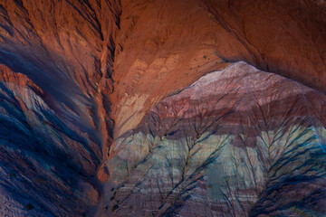 Cerro de los Siete Colores, Purmamarca, Valles y Quebradas, Aerial View, Argentina, South America, America