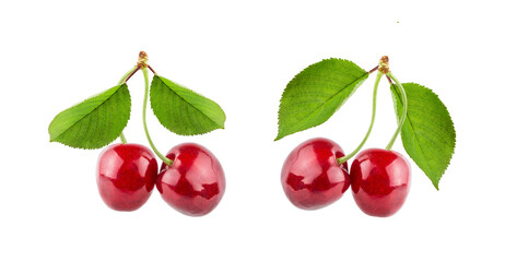 Cherry isolated on white background with clipping path