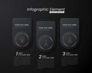 Dark gold elegant infographic 3d vector template with a steps for success. Presentation with line elements icons. Business concept design can be used for web, brochure, diagram, chart or banner layout