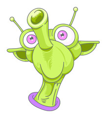 Alien vert au nez en trompette