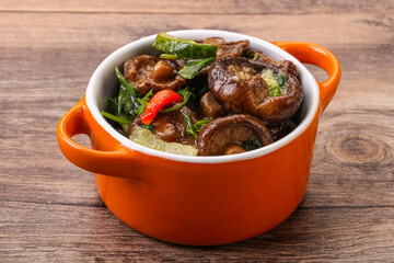 Marinated shiitake mushrooms with herbs