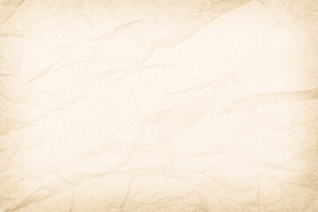 Brown recycled paper crumpled texture background. Cream Old vintage page or grunge vignette parchment old blank newspaper. Pattern empty rough cardboard creased grunge surface backdrop with space.