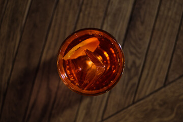 Negroni red gin cocktail on the table