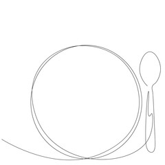 Spoon and plate on white background. Vector illustration