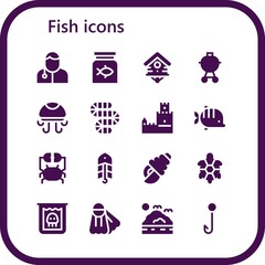 Modern Simple Set of fish Vector filled Icons