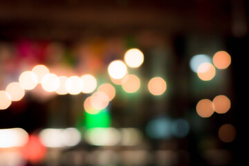 Blur the lights at the restaurant Blurred background with orange, red, light, blue, green, pink bokeh.