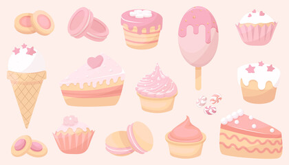 Delicious  sweets desserts, cakes and sweets decor