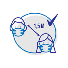 A simple vector linear icon associated with safety instructions during a coronavirus pandemic.