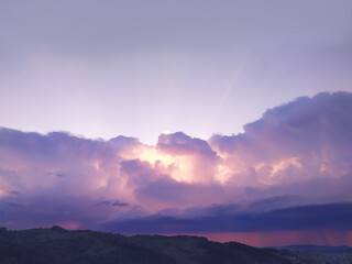 Beautiful sunrise sky in purple filter