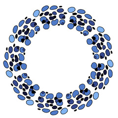 Round frame made of sea, river stones. circle