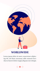 Girl with a globe worldwide