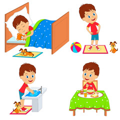 kids daily routine, illustration,vector