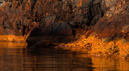 cliffs and rocks of santorini and nea kameni island
