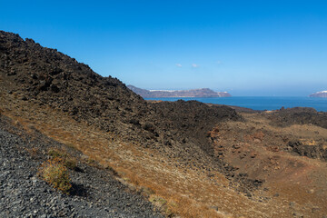 cliffs and rocks of santorini and nea kameni island
