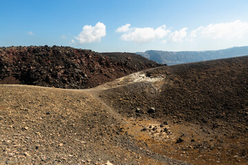 cliffs and rocks of santorini and nea kameni island