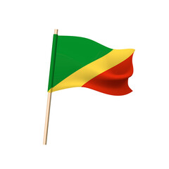 Republic of the Congo flag. Yellow sun on blue, yellow and green stripes. Vector illustration.