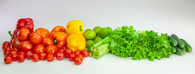 food, tomato, vegetable, red, pepper, fresh, healthy, isolated, tomatoes, green, vegetables, paprika, yellow, white, diet, vegetarian, fruit, ripe, organic, agriculture, salad, ingredient, sweet, oran