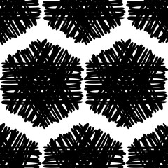 Mosaic with geometric shapes. Geometry. Seamless pattern. Design with manual hatching. Textile. Ethnic boho ornament. Vector illustration for web design or print.