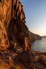 cliffs and rocks of santorini and nea kameni island