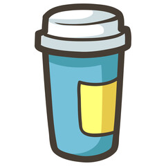 Cute glass of water cartoon clipart on white background