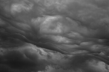 Abstract background Dark sky and dramatic black cloud before rain.rainy storm