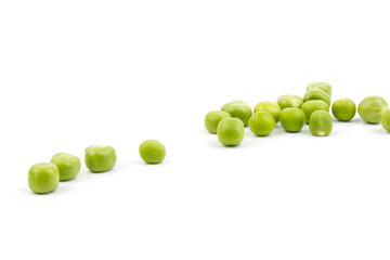 Green peas, isolated on white background. Close-up