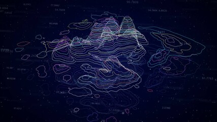 HUD technological topographic scanning.Futuristic abstract geologic maps with animated cross section. Geometric lines.HUD elements,numbers.Beautiful Sci Fi global connection.Digital Infographic. - Powered by Adobe