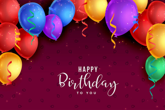 colorful balloons background happy birthday card design