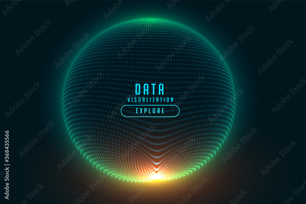 Wall mural 3d particle sphere glowing technology digital background design
