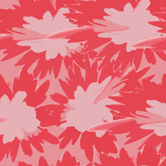 Seamless pattern with red and pink abstract flowers. Vector illustration