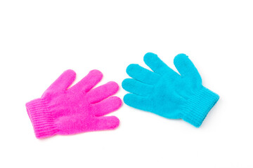 Child  brighte gloves isolated on white background.