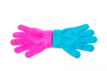 Child  brighte gloves isolated on white background.